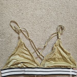 Victorias Secret Blush Love Edition Elegant Gold Lace Bralette SzL